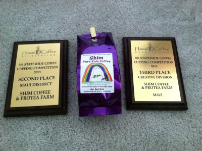 Plaques and coffee bag